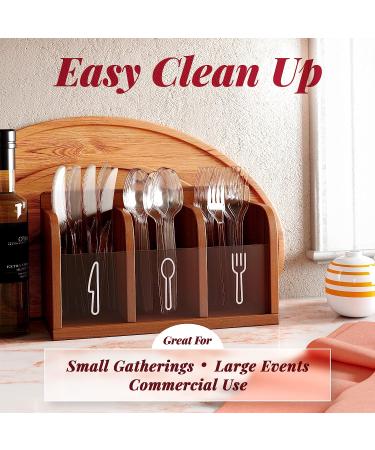 300 ct Disposable Plastic Silverware Set | Clear Cutlery Utensils | 100 Forks, 100 Spoons, 100 Knives | Heavy Duty Bulk Flatware - Ideal for Parties & Events - Buy Online on GoSupps.com