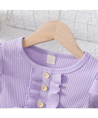 Haokaini Toddler Baby Girls Floral Ruffle Sleeve Dress Set | Princess Tutu Skirt Fall Outfit 12-18 Months - Purple - Buy Online on GoSupps.com