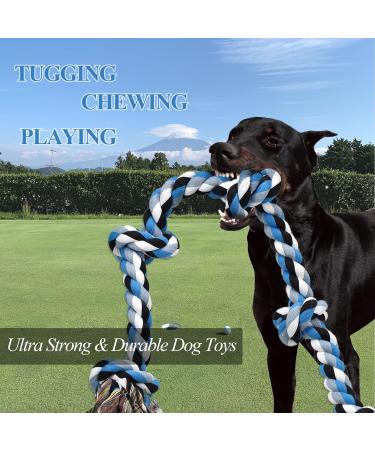 Sanheer Dog Rope Toys for Aggressive Chewers Tough Rope Chew Toys for Large and Medium Dog 3 Feet 5 Knots Indestructible Cotton Rope for Large Breed Dog Tug of War Dog Toy Teeth Cleaning (A) 1 PACK Extral Large Rope Toy - Buy Online on GoSupps.com