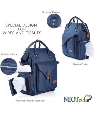 NEOtech Care Diaper Bag Backpack - Multifunctional Baby Bag for Boys & Girls | Wide Opening & Organized Pockets - Black Gray Blue - Buy Online on GoSupps.com