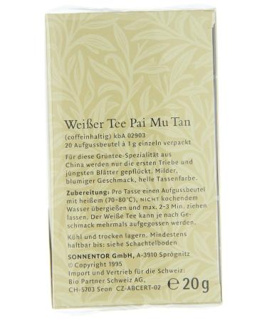 Sonnentor Organic White Tea Pai Mu Tan Tea Bags - Pack of 2 (2 x 20g) | Premium International Shipping - Buy Online on GoSupps.com