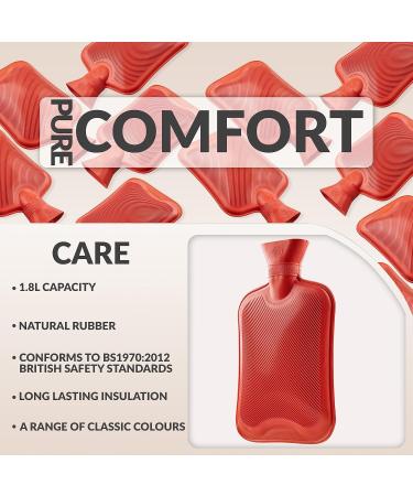 Buy Durable Red Heat Bottle Without Cover - 1.8L Natural Rubber Hot Water Bottle for Kids & Adults | 2 & 3 Pack Options Available - Buy Online on GoSupps.com