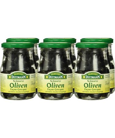 Feinkost Dittmann Black Olives - Greek Style Dry Pickled 6 x 230g | Premium Quality International Shipping - Buy Online on GoSupps.com