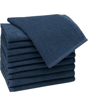 Zollner 10 Set guest towels in 30x50 cm - suction -strong and soft guest towels in dark blue - with a practical hanger - washable up to 60 C - cotton - hotel quality 10x guest towels dark blue