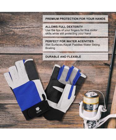 FitsT4 Sailing Gloves 3/4 Finger | Ideal for Sailing, Yachting, Kayaking, Fishing | Medium Blue | Men and Women - Buy Online on GoSupps.com