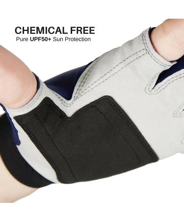 Fishing Tree Fingerless Gloves UPF50+ Protection Navy - Ideal for Kayaking, Hiking, Paddling, Sailing, Rowing, and Driving - Buy Online on GoSupps.com