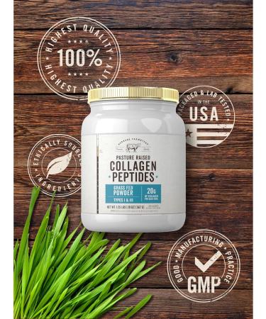 Carlyle Grass Fed Collagen Peptides Powder 20oz | Unflavored | Pasture Raised | Types I & III | 20g of Collagen Per Daily Dose | Non-GMO Gluten Free | by Herbage Farmstead - Buy Online on GoSupps.com
