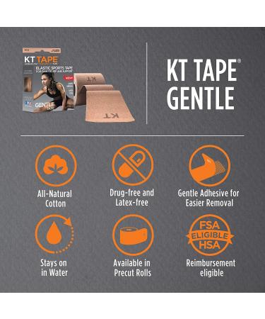 KT Tape Kinesiology Therapeutic Sports Tape - Gentle Adhesive for Sensitive Skin - 20 Precut 10 inch Strips - Beige - Buy Online on GoSupps.com