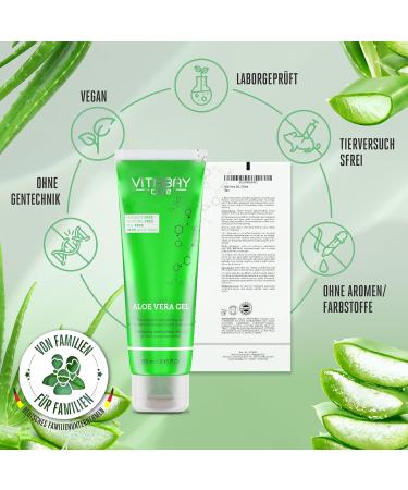 Vitabay Aloe Vera Gel 100% (99.9%) 250ml - Natural After Sun Lotion & Moisturizer for Sunburn Relief | Aloe Vera Men s Cosmetics - Buy Online on GoSupps.com