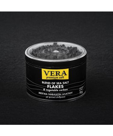 Gourmet Blend of Sea Salt Flakes & Vegetable Carbon 70g Suitable to be Used for Meat Poultry Seafood Pasta and Veggies. Use as a Premium Finishing Salt (Black) - Buy Online on GoSupps.com