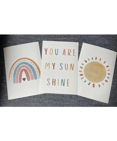 You are My Sunshine Set of 3 - Rainbow Wall Art for Kids' Rooms | Boho-Style Decor & Lyrics Posters (A4) - Buy Online on GoSupps.com
