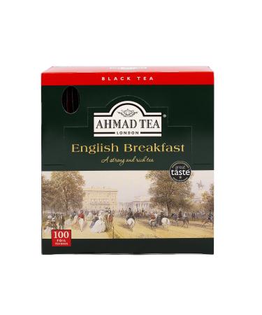 Ahmad Tea - English Breakfast - Black breakfast stee - Assam & Ceylon tea - individually packaged aroma sealed tea bag with 2g tea per portion - 100 tea bags with band English breakfast 100 pieces (1 Pack)