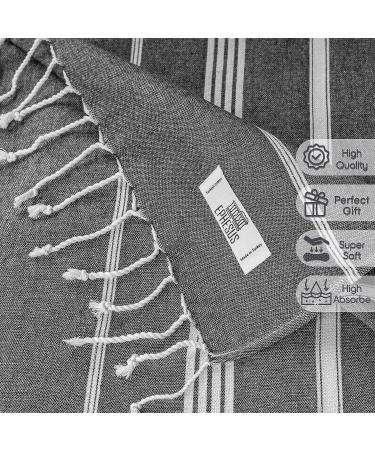 Ephesus Towels Turkish Beach Towel - 39x71 inch Oversized - Anthracite New Sultan Pack 1 - Turkish Cotton for Beach, Bath, Pool, Gym, Yoga - Lightweight & Quick Dry - Buy Online on GoSupps.com