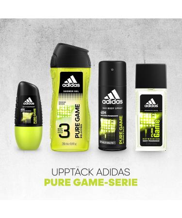 Adidas Pure Game Shower Gel - Body Hair & Face - 8.4 oz - Relaxing Formula for Men - Buy Online on GoSupps.com