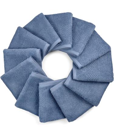 Cleanbear Soft Washcloths for Sensitive Skin - 100% Cotton Face and Body Cloths - Large Adult Washcloth Set - 12 Pack - Grayish-blue Color - Buy Online on GoSupps.com