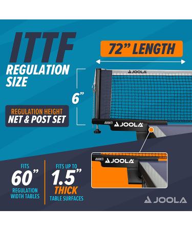 JOOLA Premium Avanti Table Tennis Net & Post Set - Portable 72 Regulation Size Ping Pong Screw On Clamp Net - White/Black - Buy Online on GoSupps.com