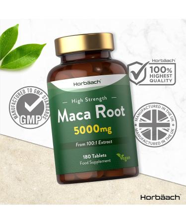Maca Root 5000mg Supplement for Women & Men | 180 Vegan Tablets | High Strength Peruvian Maca Extract - Buy Online on GoSupps.com