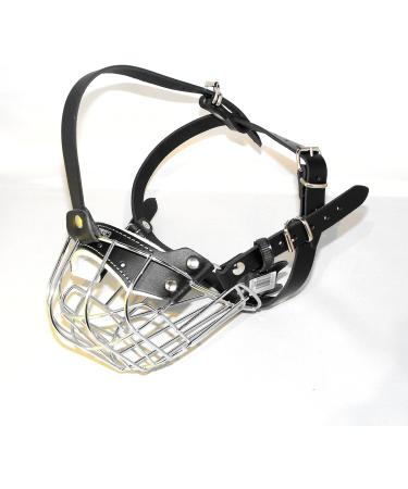 Metal Wire Basket Dog Muzzle for American Bully - B3 Black Leather/Silver - Buy Online on GoSupps.com