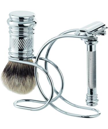 Mercury Chrome Razor Set with Brush & Stand | Ideal for Wet Shaving | Made in Germany - Buy Online on GoSupps.com