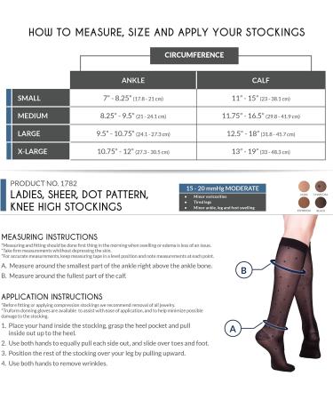 Truform Sheer Compression Stockings for Women - 15-20 mmHg Knee High Length Dot Pattern Nude Small (2 Pairs) - International Shipping Available - Buy Online on GoSupps.com