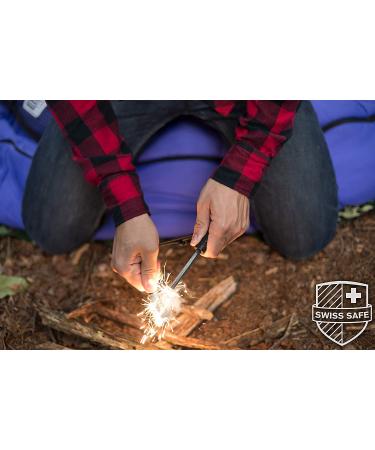 Swiss Safe 5-in-1 Fire Starter (2-Pack) with Compass, Paracord, Whistle - Emergency Survival Kit for Camping, Hiking - All-Weather Magnesium Ferro Rod - Buy Online on GoSupps.com