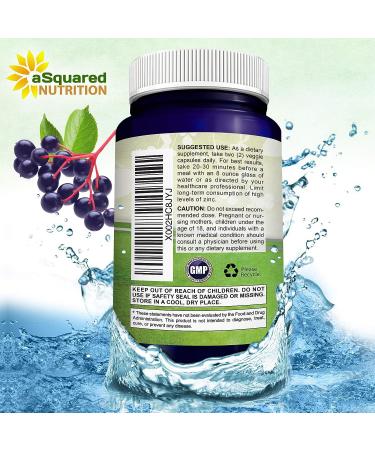 Black Elderberry Capsules with Vitamin C & Zinc - 1000mg Sambucus Nigra & Liposomal VIT C - Immune Support Booster - 120 Veggie Caps - Buy Online on GoSupps.com