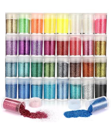 Royouzi 32 colors Glitzer 32 x 8g (256g) Festival Glitzer Face for nails make -up hair party diy craft decoration glitter set.