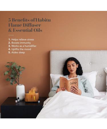 HABITU 240ml Aroma Flame Diffuser with 10 Essential Oils | 8 Colors Adjustable Mist & Brightness Timer & Remote | Aromatherapy Humidifier for Small & Large Rooms - Buy Online on GoSupps.com