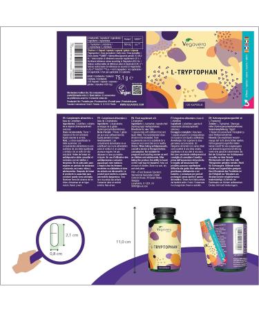L-Tryptophan 500mg | 100% Natural | No Additives & Laboratory Analyzed | Sleep + Mood + Anti Stress | Vegan | 120 Vegavero Capsules - Buy Online on GoSupps.com