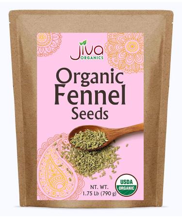 Jiva Organic Fennel Seeds 1.75 Pound Bulk Bag - Whole Seeds, Non Irradiated, Non-GMO (Foeniculum Vulgare), Raw