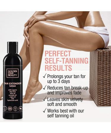Tan Extender Daily Moisturizer - Best After Tanning Lotion with Organic Oils & Hyaluronic Acid | Extend Your Tan | 8.0 fl. oz - Booklet Included - Buy Online on GoSupps.com