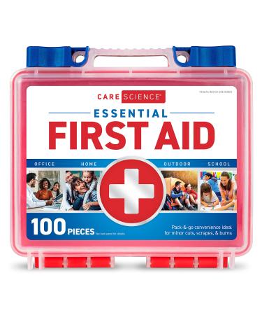 Care Science First Aid Kit, 100 Pieces | Professional Use for Travel, Work, School, Home, Car, Survival, Camping, Hiking, and More