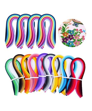Quilling Strips Quilling Paper Set Total 1940 Strips (9 Kinds Gradient Colors 900 Strips and 26 Colors 4 Kinds of Width Paper 3/5/7/10mm 1040 Strips) 15 Inches 13 Packs 1940 strips