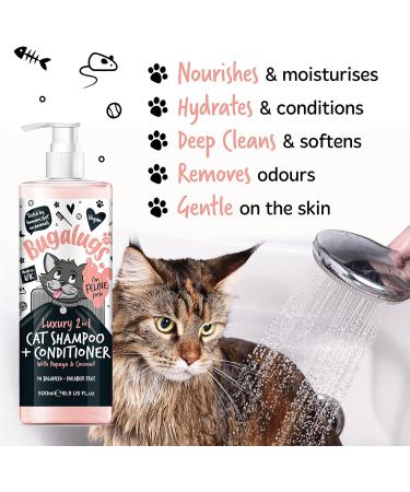 Bugalugs 2 in 1 Cat Shampoo & Conditioner. Cleansing nourishing and conditioning for all cat hair. Papaya & Coconut calming scent. For all cats and kittens. cat & kitten grooming (500ml Shampoo) - Buy Online on GoSupps.com