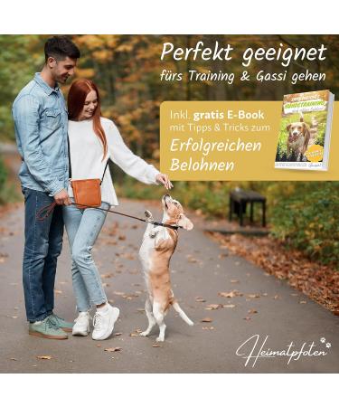 Heimatpfoten Dog Feeding Bags - Leather Imitation One-Hand Magnetic Closure Cognac Brown - Ideal for Walks - Buy Online on GoSupps.com