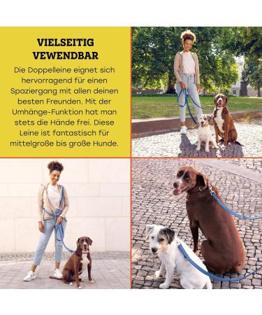 Vitazoo Adjustable Dog Leash - 3m Graphite Nylon with Carabiners for All Dog Sizes - 4 Lengths in Blue - Buy Online on GoSupps.com