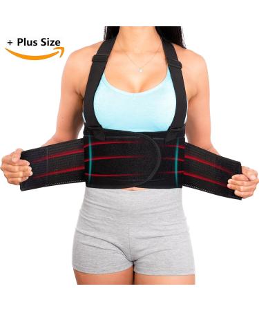 Lower Back Brace with Suspenders | Adjustable Support Belt for Men & Women | Durable 3XL Black for Heavy Lifting & Industrial Work Safety - Buy Online on GoSupps.com