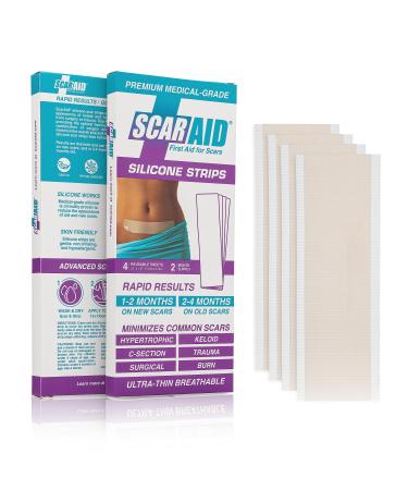 Silicone Scar Strips C Section Recovery Must Haves and Tummy Tuck Post Surgery Supplies Superior to Scar Cream for Surgical Scars Send your Scar Away 4 Pack 5.7x1.57