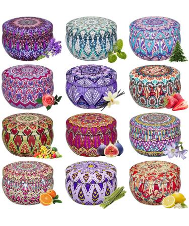 12 Pack Scented Candles Gift Set, Natural Soy Wax 2.5 oz with Essential Oils for Stress Relief, Aromatherapy Candles for Home, Perfect for Women Meditation, Bath, 2.5oz