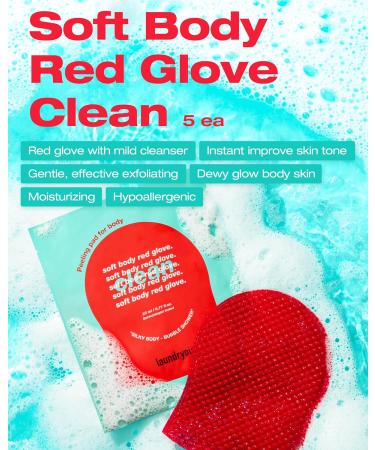 Exfoliating Bubble Body Scrub Wash Glove - Korean Vegan Peeling Mitts with AHA | Allergen Free Floral Musk Scent - 5 Pads for Glowing Skin - Buy Online on GoSupps.com