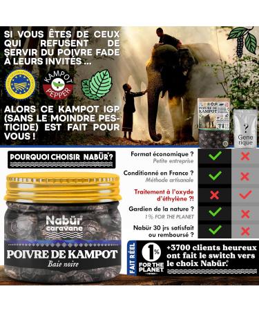 Nab r - 200gr Poivre de Kampot Certifi IGP Garantie Sans Pesticide ni engrais Chimique Poivre Authentique de Kampot Cambodge 200 gr - Buy Online on GoSupps.com