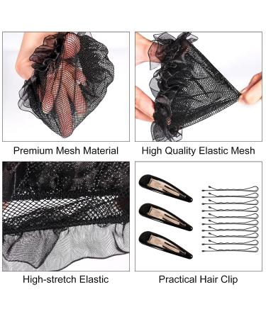 KKTOCHVC Women Bun Dancer Hair Net (5pcs) - Black Lace Elastic Band Bun Cover - Buy Online on GoSupps.com