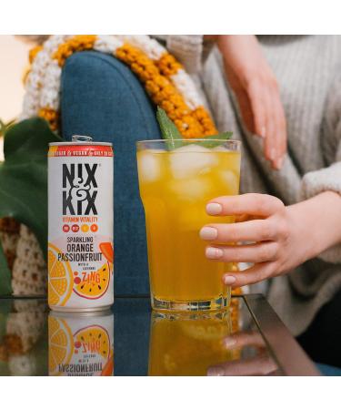 Nix & Kix | Vitamin Vitality | Sparkling Orange and Passionfruit with Added Vitamins | Vitamins B6 B12 C and Vitamin D Natural Drink | Low Sugar and Vegan Friendly | 12 x Can Pack Orange & Passionfruit - Buy Online on GoSupps.com