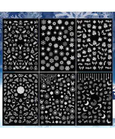 12 Sheets Christmas Nail Art Stickers Self Adhesive Nail Stickers Decals 5 Colors Snowflakes Christmas tree Merry Christmas Nail Art Decorations - Buy Online on GoSupps.com