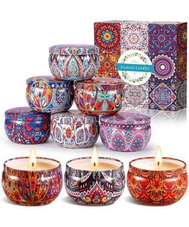 Amzeeniu scented candle set 9 pieces of flowers aroma candles aromatherapy candles natural soy wax fragrance candles set gift set for Christmas birthday gift bath anniversary women gifts/yoga