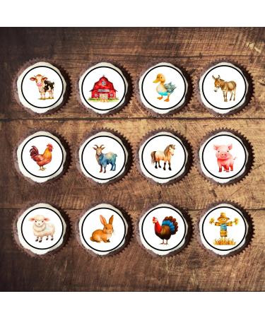 PRECUT Farm Animal Cupcake Toppers Petting Zoo Edible Mini Cake Decorations Edible Woodland Animals Party Decorations Farmer Cupcake Decoration Farm Animal Cake Topper (48) - Buy Online on GoSupps.com