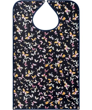 BauGaa L tzchen - Water-Repellent Adult Bib with Collecting Shell & Push Button Clasp | Washable Clothing Protection for Seniors | Large Reusable Black Butterfly - Buy Online on GoSupps.com