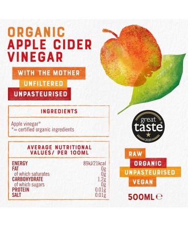 Raw Health Organic Unpasteurized Cider Vinegar with Mother of Vinegar 500ml - Pack of 6 - Buy Online on GoSupps.com