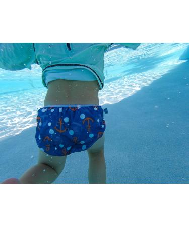 Large Nageuret Reusable Swim Diaper - Adjustable & Stylish - Sizes 4-7 (20-55lbs) - Ultra Premium Quality for Eco-Friendly Swimmers - Anchors Design - Buy Online on GoSupps.com