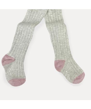 Non-Slip Super Soft Ribbed Baby and Toddler Girls Tights - Cozy Winter Warm Anti-Skid Tights for Active Children | 6-12 Months | Grey Marl - Buy Online on GoSupps.com